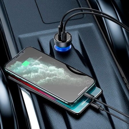 Baseus Particular Digital Display QC+PPS Dual Quick Charger - Car Charger / 65W / Dark Gray