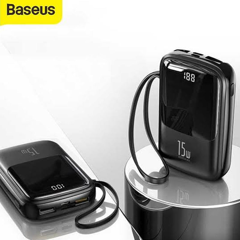 Baseus Q pow Digital Display 3A IP iphone Cable - 10000 mAh / Black