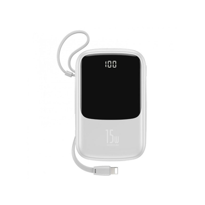 Baseus Q pow Digital Display 3A IP iphone Cable - 10000 mAh / White