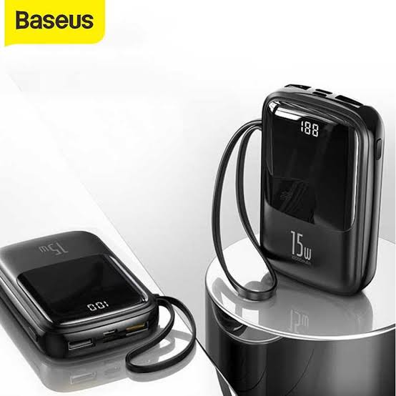 Baseus Q Pow Digital Display Power Bank with Lightning iphone Cable - 3A / 20000mAh / Black