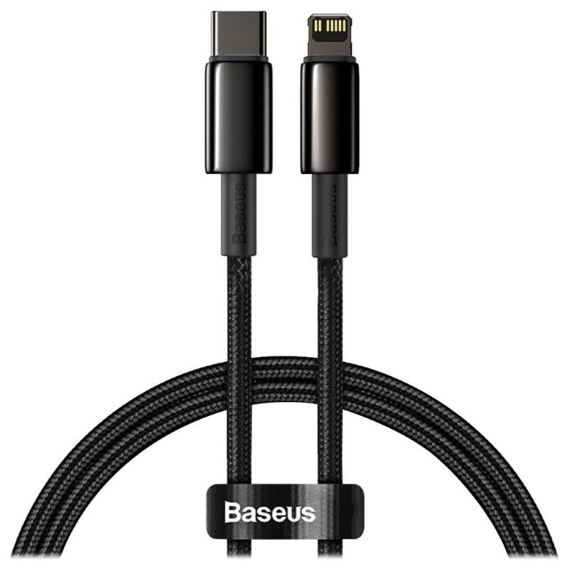 Baseus Tungsten Gold Charging Cable - USB-C / Lightning / 20W / 1 Meter / Black