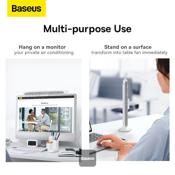 Baseus USB Fan Monitor Clip On &amp; Stand-Up Desk Fan – Bladeless Strong Wind Air Condition