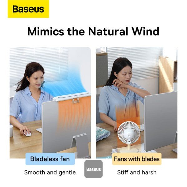 Baseus USB Fan Monitor Clip On &amp; Stand-Up Desk Fan – Bladeless Strong Wind Air Condition