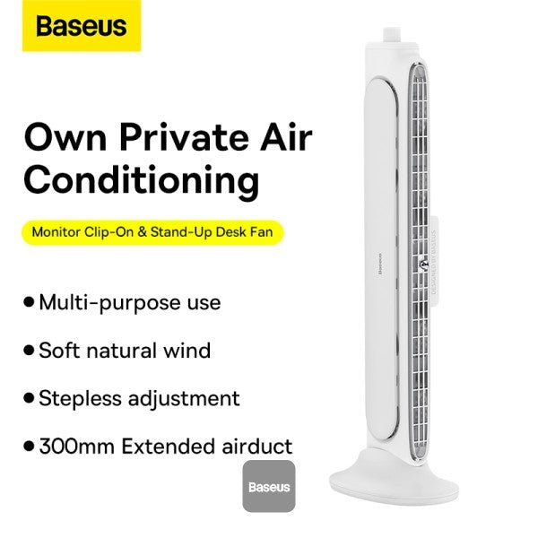 Baseus USB Fan Monitor Clip On &amp; Stand-Up Desk Fan – Bladeless Strong Wind Air Condition