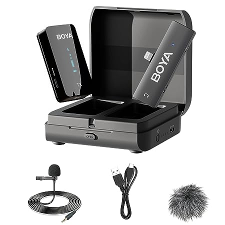 BOYA 2.4GHz Wireless Microphone for mobile device like smartphone, PC, tablet (1transmitter+1receiver with Lightning  jack) - Black