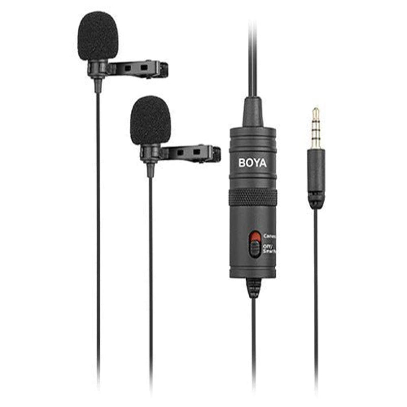 BOYA Dual Mic Lavalier microphone for Smartphones and DSLRs - Black