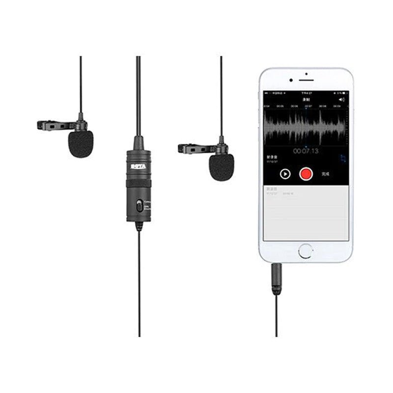 BOYA Dual Mic Lavalier microphone for Smartphones and DSLRs - Black