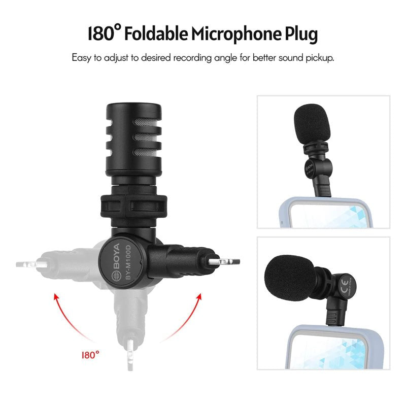 BOYA Miniature Condenser Smartphone mic (Lightning Connector) -  Black