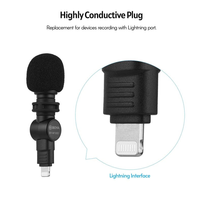 BOYA Miniature Condenser Smartphone mic (Lightning Connector) -  Black