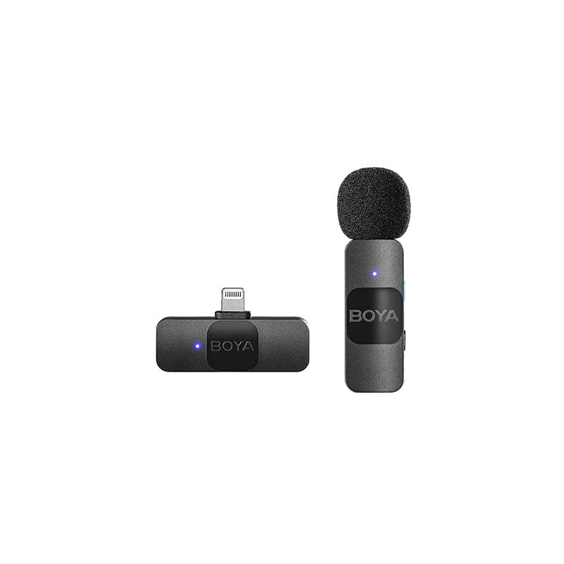 BOYA Smallest 2.4Ghz Wireless Microphone with Lightning connector for iOS device( 1TX+1RX) - Black