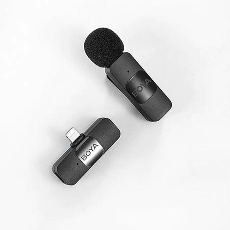 BOYA Smallest 2.4Ghz Wireless Microphone with Lightning connector for iOS device( 1TX+1RX) - Black