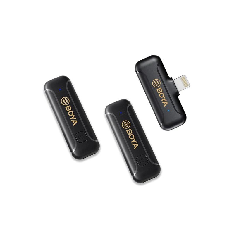 BOYA Smallest 2.4Ghz Wireless Microphone with Lightning connector for iOS device( 2TX+1RX) - Black