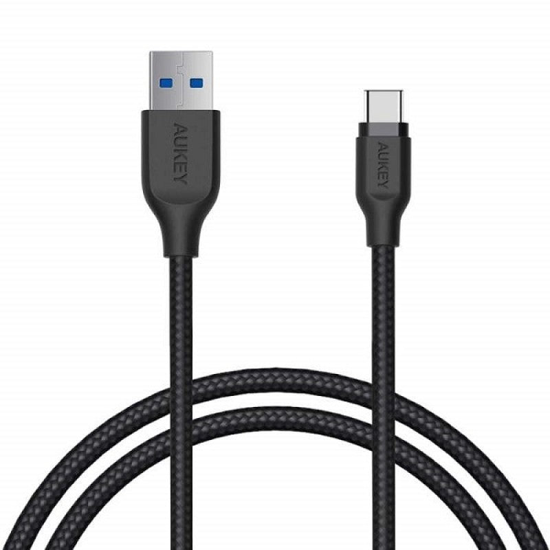 Aukey Braided Nylon Cable - 1.2m / USB 3.1 Gen 1 to USB-C / Black