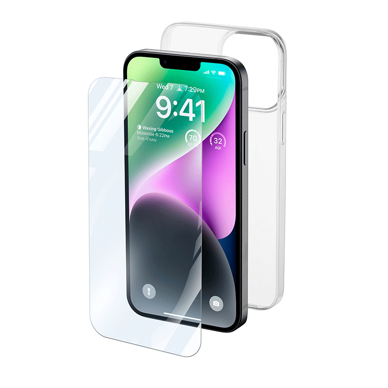 Cellularline Kit Case / Glass - Apple iPhone 14 plus / Transparent