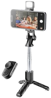 Cellularline Selfie Tripod Sparkle Bluetooth - Black