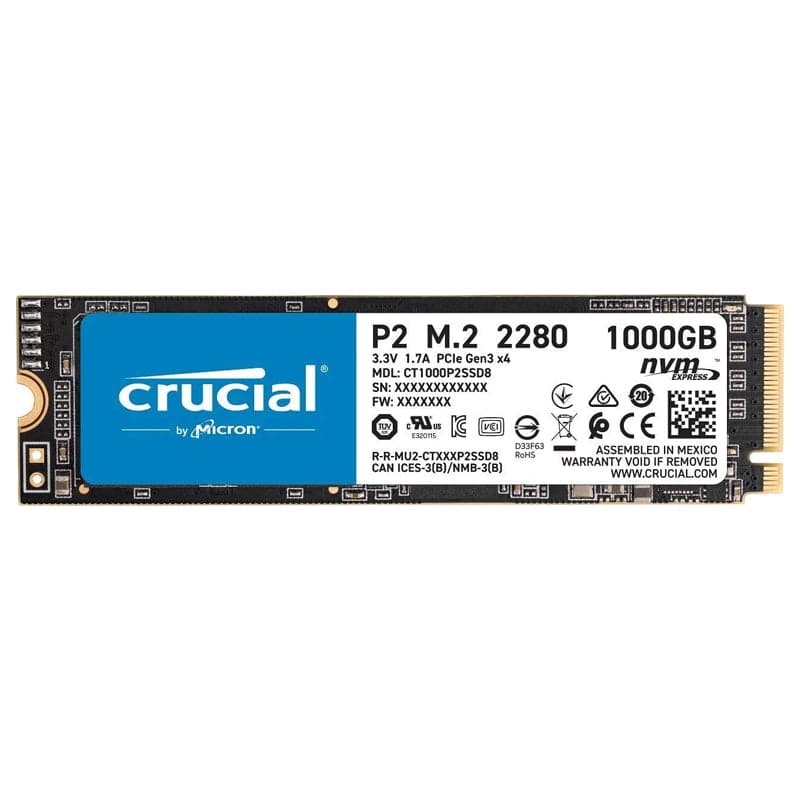 Crucial P2 - 1TB / M.2 2280 / PCIe 3.0 - SSD (Solid State Drive)
