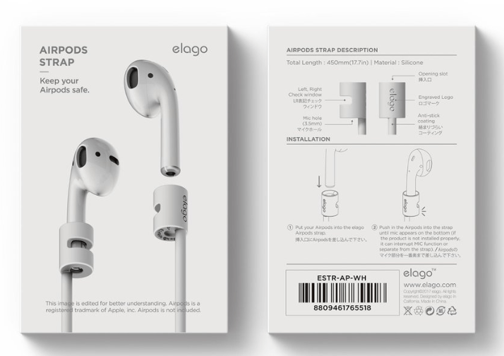 Elago AirPods Pro Strap - Apple Airpods 1 & 2 / White