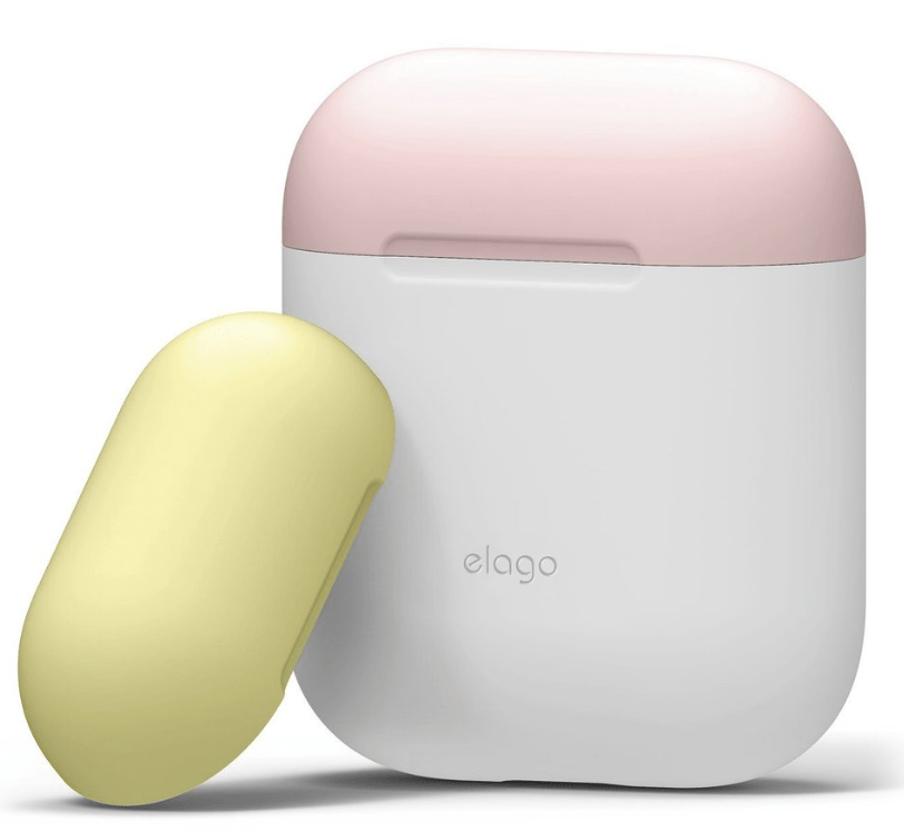 Elago AirPods 1 & 2 Duo Case - Body-White / Top-Pink Yellow