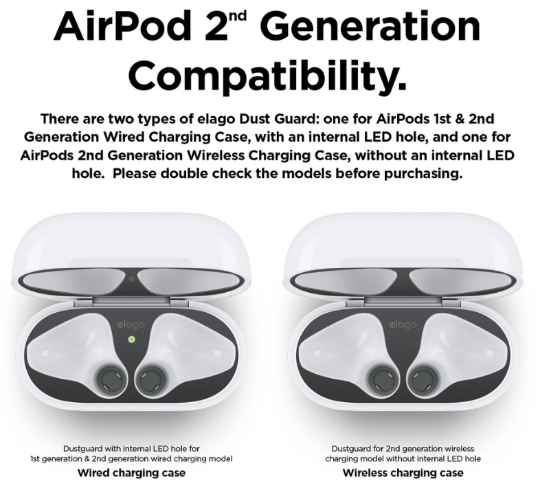 Elago Dust Guard Case - Apple AirPods 1 & 2 / Matt Dark Grey / Pack Of 2