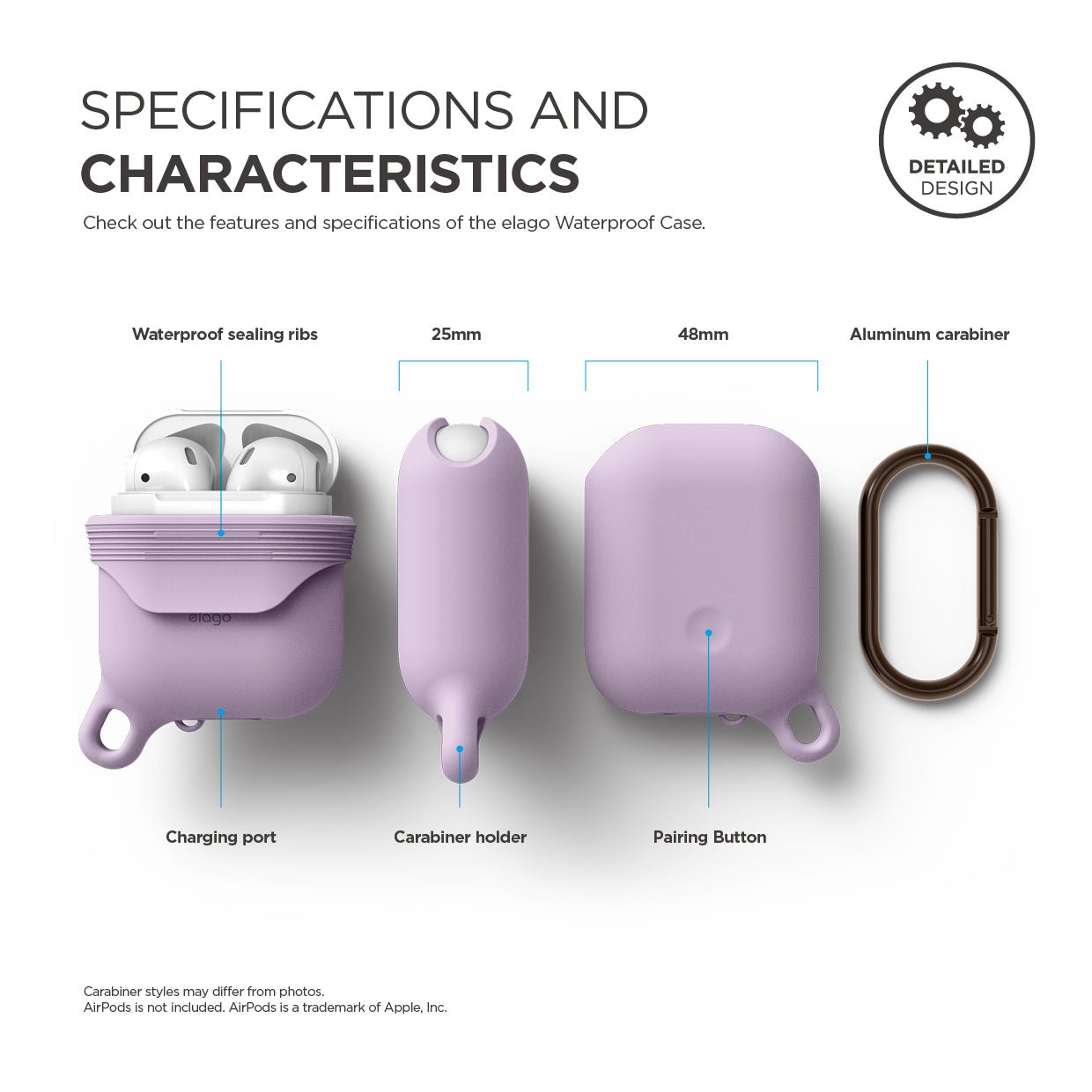 Elago AirPods 1 & 2 Waterproof Hang Case - Lavender