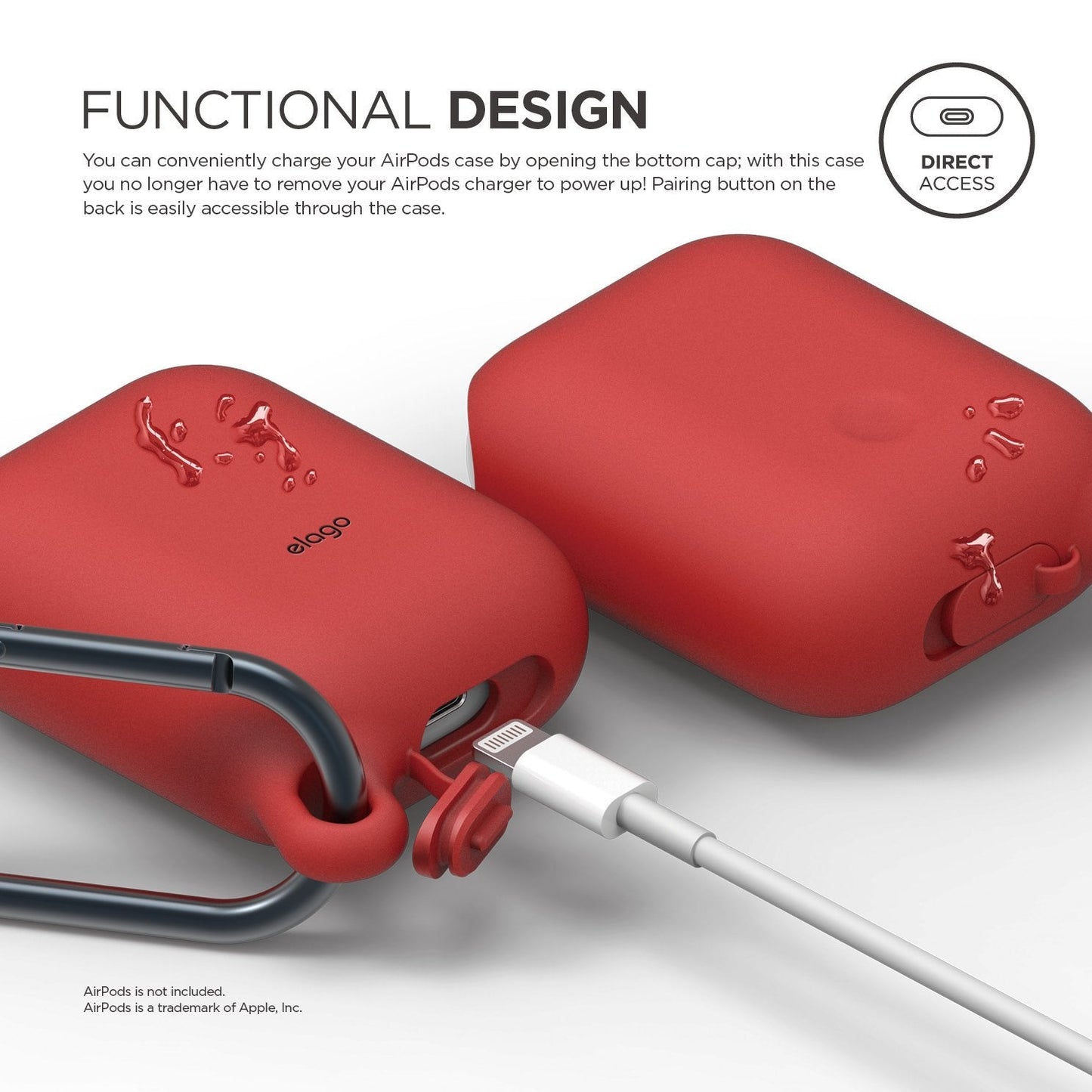 Elago AirPods 1 & 2 Waterproof Hang Case - Red