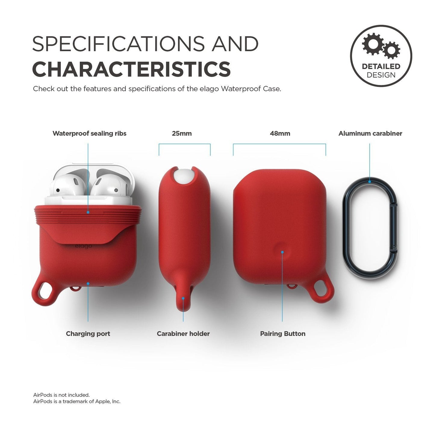 Elago AirPods 1 & 2 Waterproof Hang Case - Red