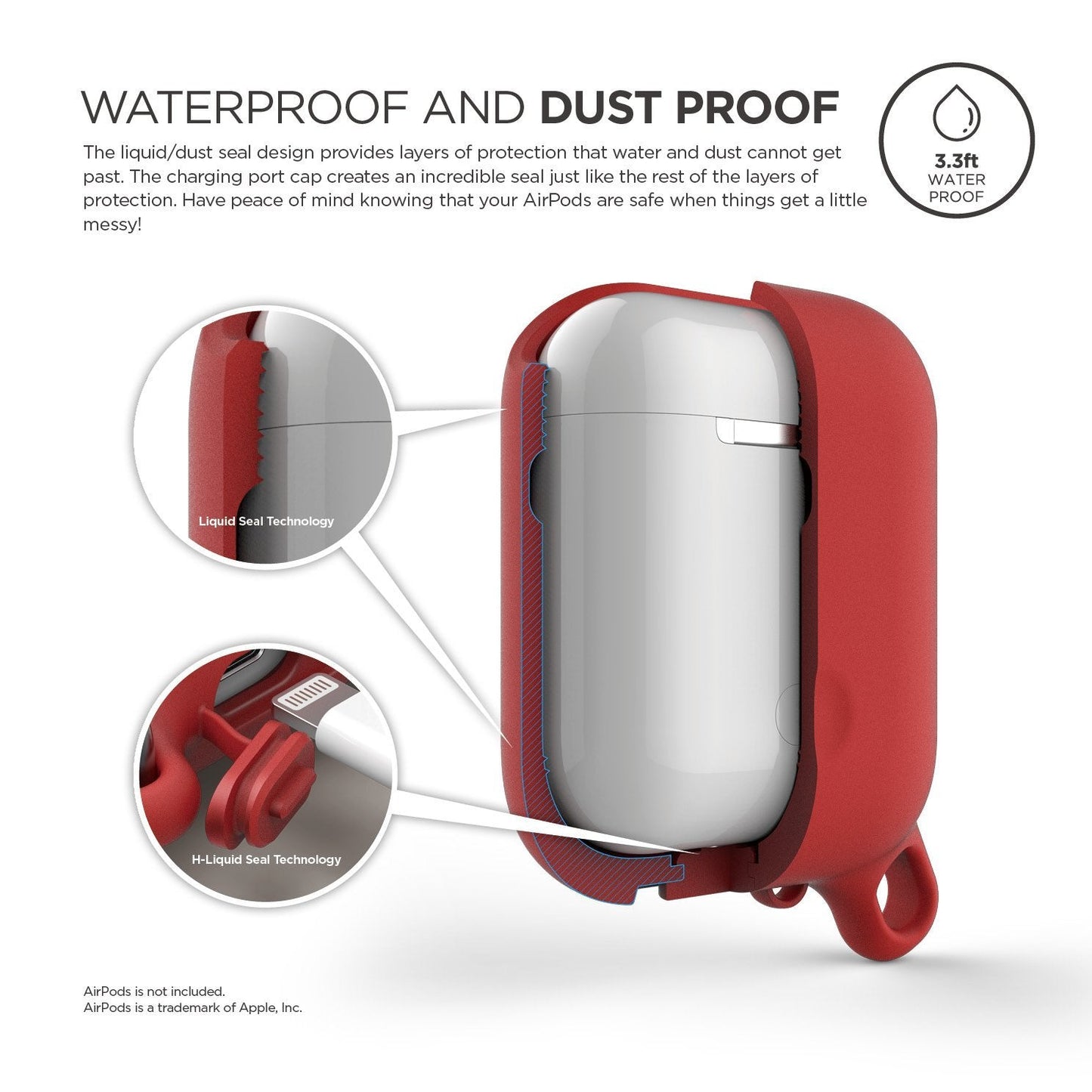 Elago AirPods 1 & 2 Waterproof Hang Case - Red