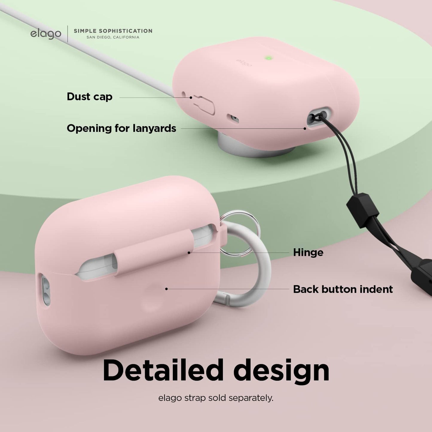 Elago AirPods Pro 1&2 Silicone Hang Case - Lovely Pink