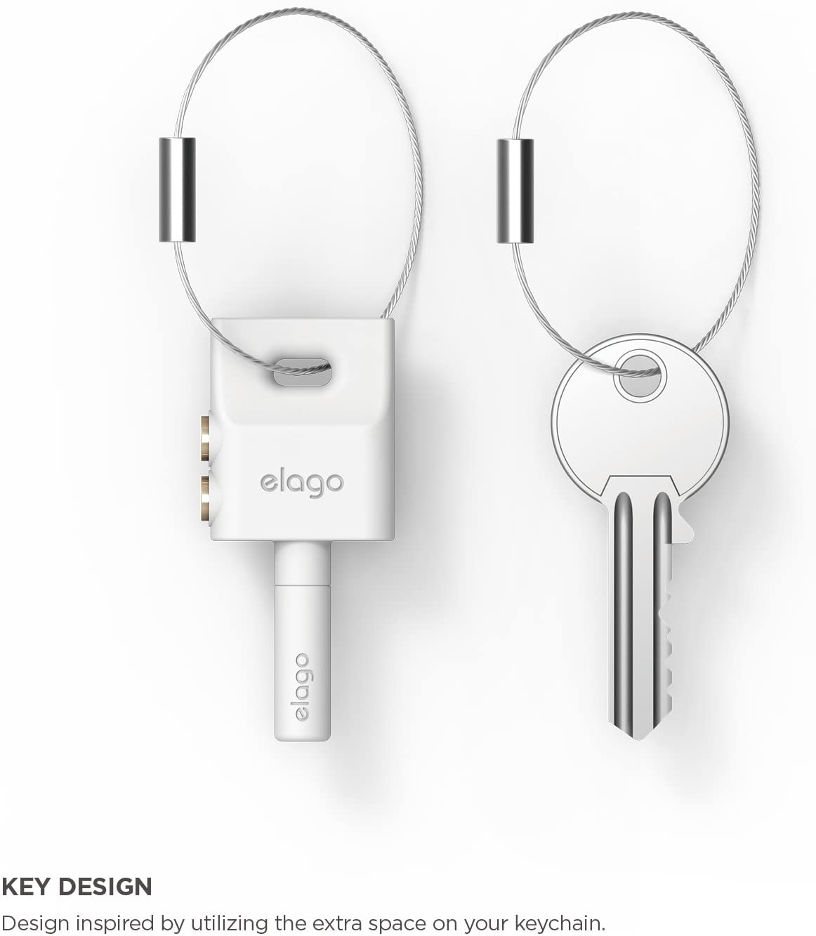 Elago Key Ring AUX Splitter for Headphones & Earphones - White