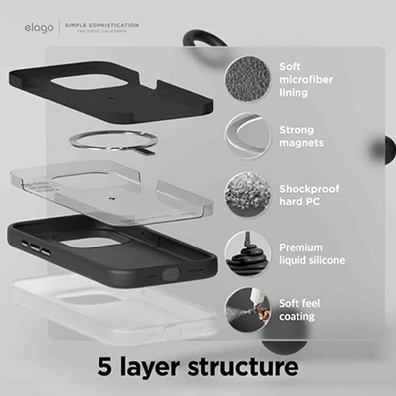 Elago MagSafe Magnetic Silicone Case - Apple iPhone 15 Pro / Black