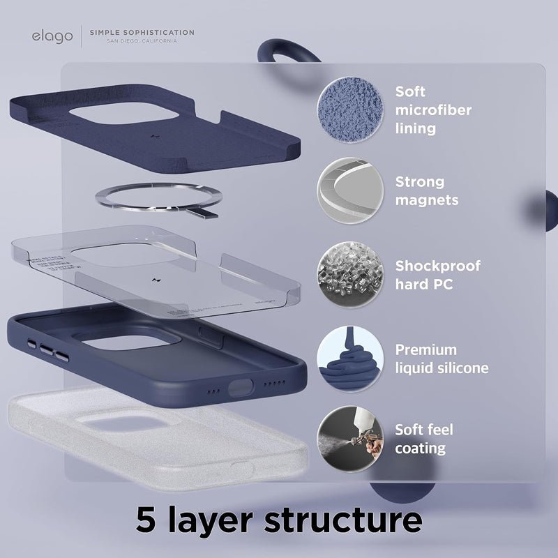 Elago MagSafe Magnetic Silicone Case - Apple iPhone 15 Pro / Jean Indigo