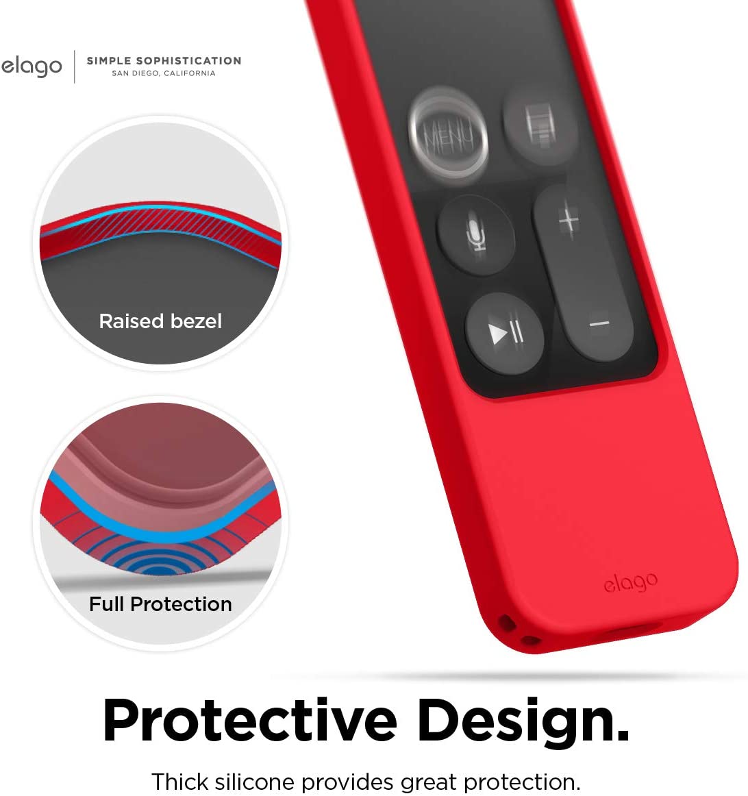 Elago R4 Retro Case for Apple TV Siri Remote (Lanyard Included) - Red