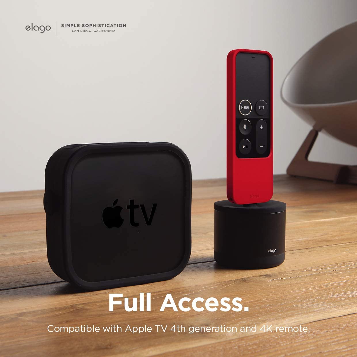 Elago R4 Retro Case for Apple TV Siri Remote (Lanyard Included) - Red