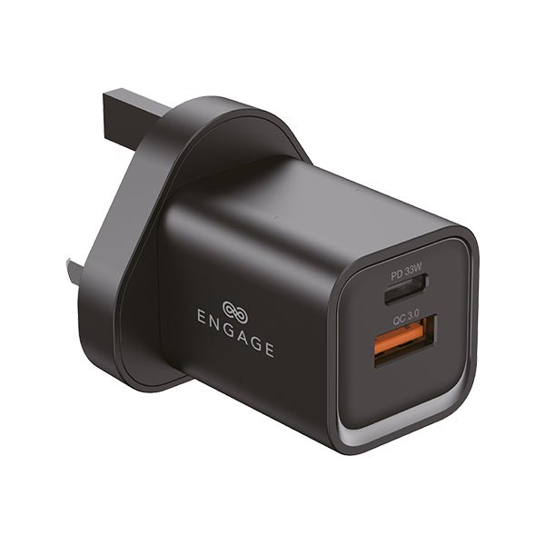 Engage Dual Port Quick Charger Power Adapter - 33W PD / Black