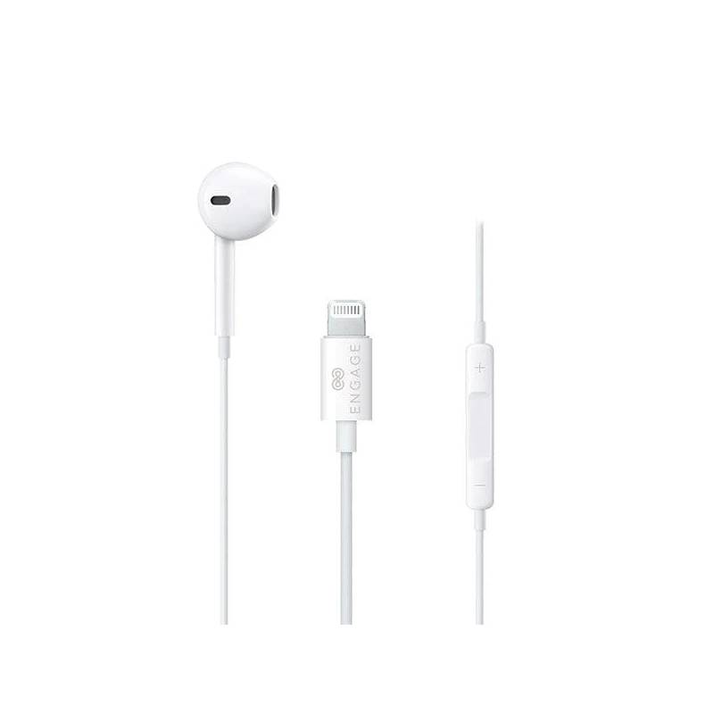 Engage MFI Apple Lightning Wired Mono Earphone - White