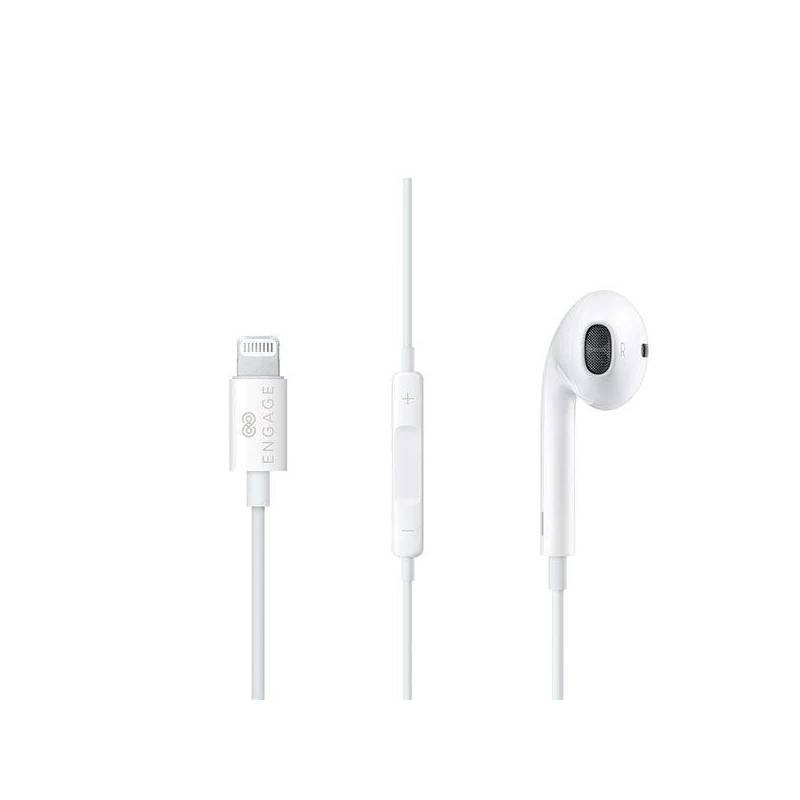 Engage MFI Apple Lightning Wired Mono Earphone - White