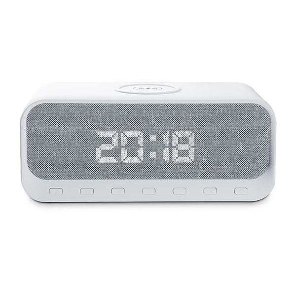 ENGAGE Multifuncation Speaker Digital Alarm Clock - 1200mAh / Bluetooth / USB / AUX / Type-C - White