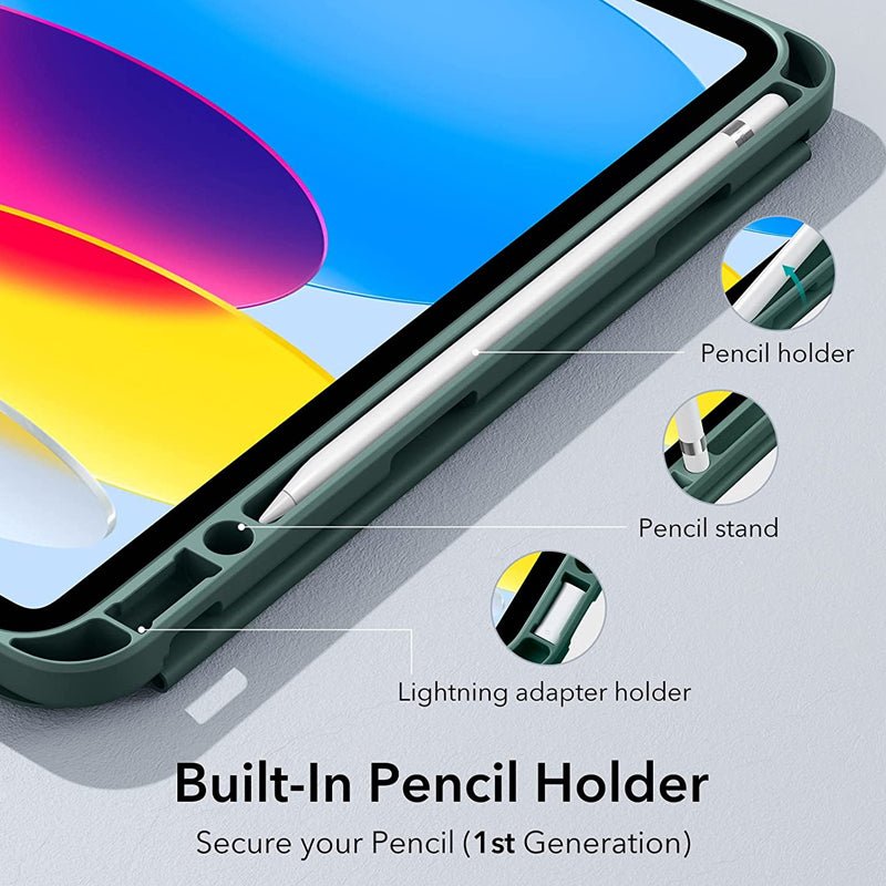 ESR Rebound Pencil Case With Kick-Stand & Pen Holder - Apple iPad 10.9 2022 (10th Gen) / Forest Green