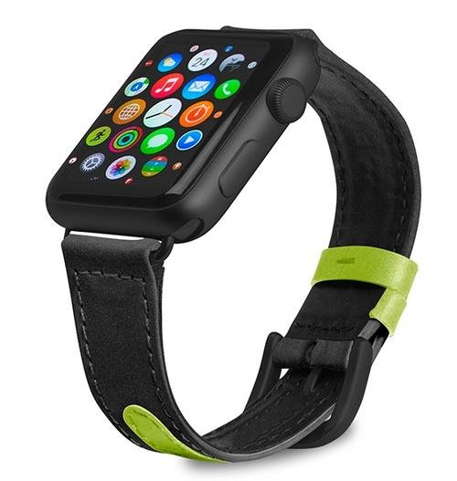 Evutec Apple Watch Band 45mm/44mm/42mm/Ultra Reflective Sport - Black/Lime