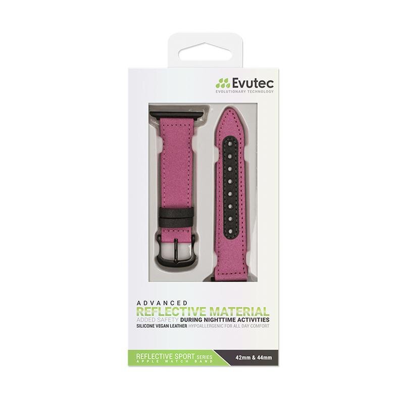 Evutec Apple Watch Band 45mm/44mm/42mm/Ultra Reflective Sport - Pink/Black