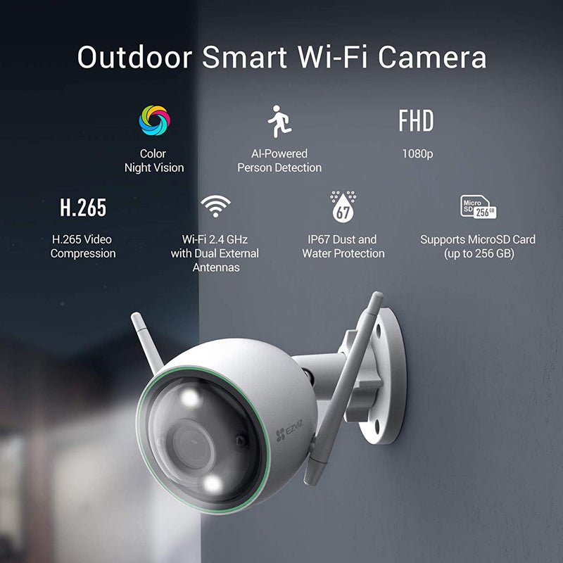 EZVIZ C3N Outdoor Smart Wi-Fi Camera - 1920 × 1080 / H.265 / White