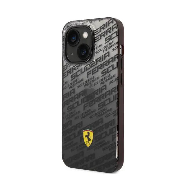 Ferrari iPhone 14 Pro Gradient PC/TPU Case with Allover Scuderia & Dyed Bumper - Black