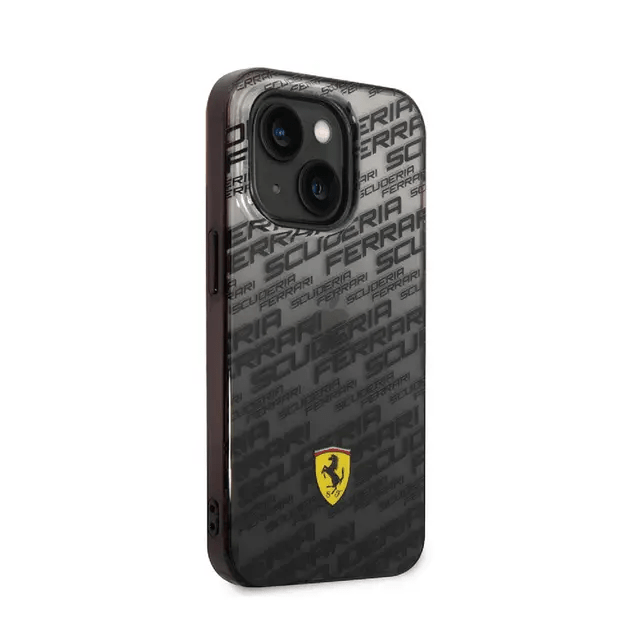 Ferrari iPhone 14 Pro Gradient PC/TPU Case with Allover Scuderia & Dyed Bumper - Black