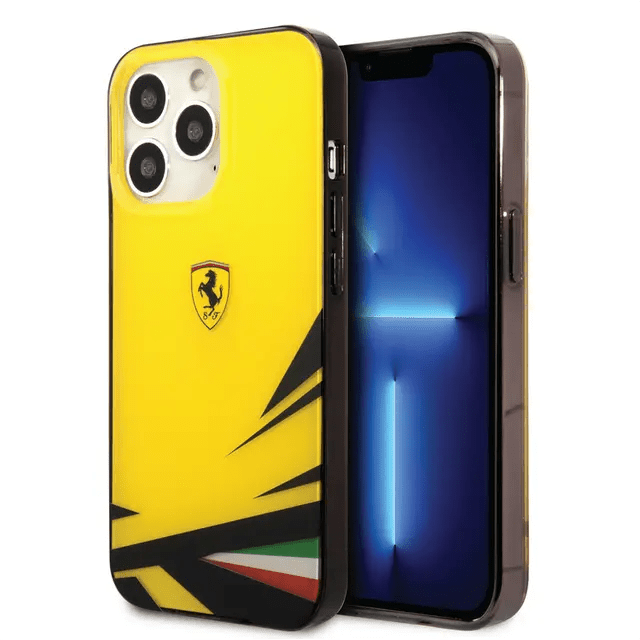 Ferrari iPhone 14 Pro Max PC/TPU Case with Double Layer Print - Yellow