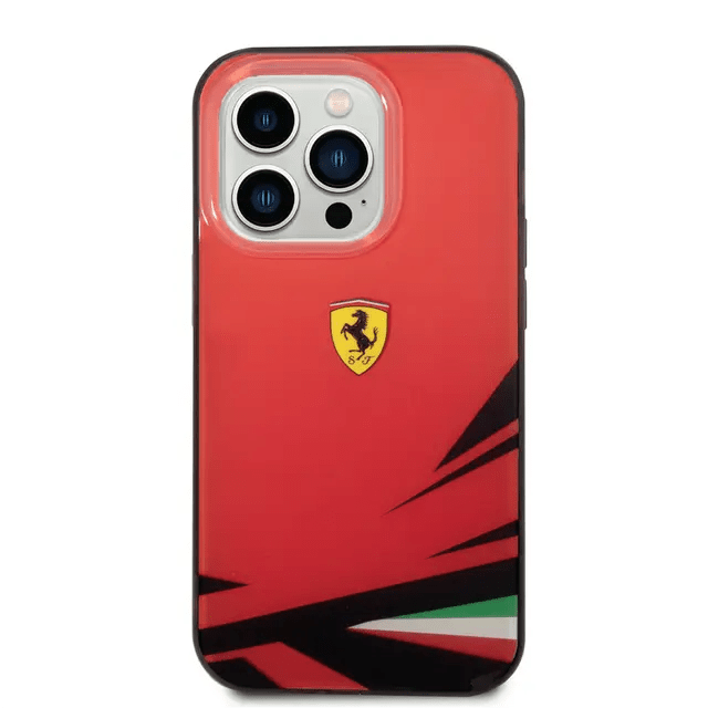 Ferrari iPhone 14 Pro PC/TPU Case with Double Layer Print - Red