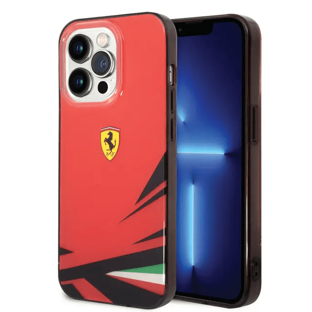 Ferrari iPhone 14 Pro PC/TPU Case with Double Layer Print - Red