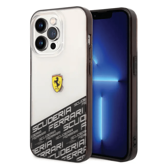 Ferrari iPhone 14 Pro Max PC/TPU IML Case with Bottom Scuderia Allover Print - Silver