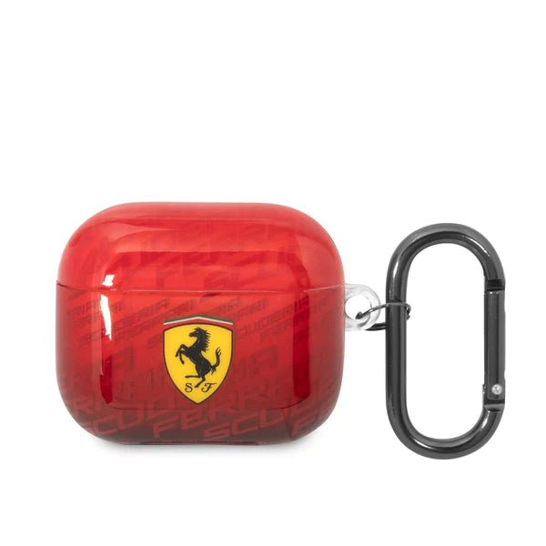 Ferrari Apple Airpods 3 TPU Case With Scuderia Ferrari Pattern - Red