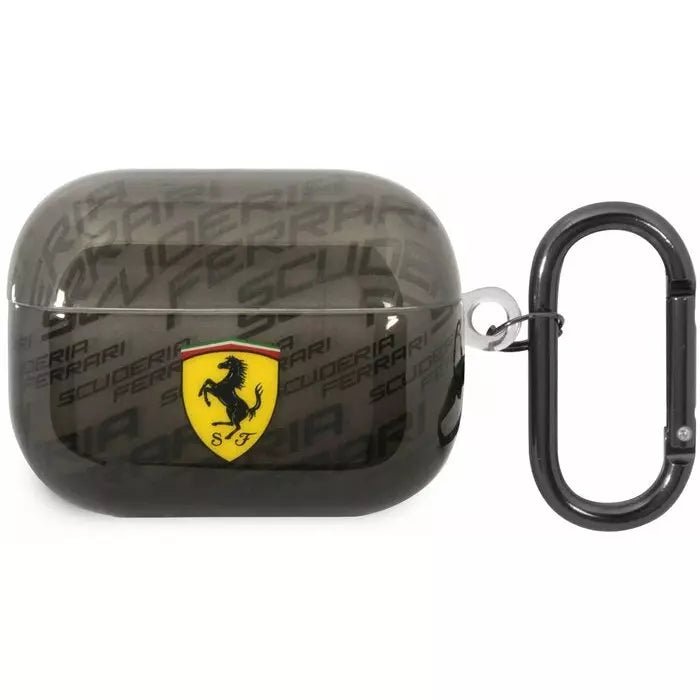 Ferrari Apple Airpods Pro TPU Case With Scuderia Ferrari Pattern - Black