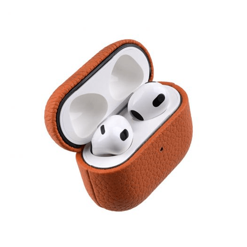 Gift Set Leather Case iPhone 12 Pro- Airpod Pro - Wallet - Orange